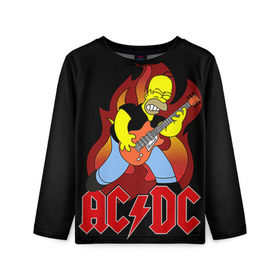 Детский лонгслив 3D с принтом AC/DC в Кировске, 100% полиэстер | длинные рукава, круглый вырез горловины, полуприлегающий силуэт
 | ac dc | acdc | rock | рок | эйсидиси