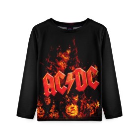 Детский лонгслив 3D с принтом AC/DC в Кировске, 100% полиэстер | длинные рукава, круглый вырез горловины, полуприлегающий силуэт
 | ac dc | acdc | rock | рок | эйсидиси