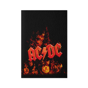 Обложка для паспорта матовая кожа с принтом AC/DC в Кировске, натуральная матовая кожа | размер 19,3 х 13,7 см; прозрачные пластиковые крепления | ac dc | acdc | rock | рок | эйсидиси