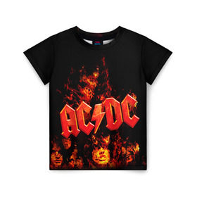 Детская футболка 3D с принтом AC/DC в Кировске, 100% гипоаллергенный полиэфир | прямой крой, круглый вырез горловины, длина до линии бедер, чуть спущенное плечо, ткань немного тянется | ac dc | acdc | rock | рок | эйсидиси