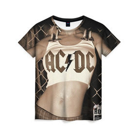 Женская футболка 3D с принтом AC/DC в Кировске, 100% полиэфир ( синтетическое хлопкоподобное полотно) | прямой крой, круглый вырез горловины, длина до линии бедер | ac dc | acdc | rock | рок | эйсидиси