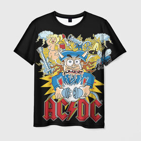 Мужская футболка 3D с принтом AC/DC в Кировске, 100% полиэфир | прямой крой, круглый вырез горловины, длина до линии бедер | ac dc | acdc | rock | рок | эйсидиси