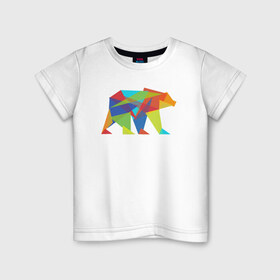 Детская футболка хлопок с принтом Fractal geometric bear в Кировске, 100% хлопок | круглый вырез горловины, полуприлегающий силуэт, длина до линии бедер | Тематика изображения на принте: fractal geometric bear медведь миша треугольн