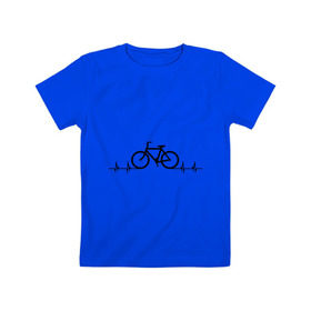 Детская футболка хлопок с принтом Велоспорт в Кировске, 100% хлопок | круглый вырез горловины, полуприлегающий силуэт, длина до линии бедер | bicycle | bike | biker | байк | велик | велосипед | велосипедист | велоспорт | кардиограмма | спорт