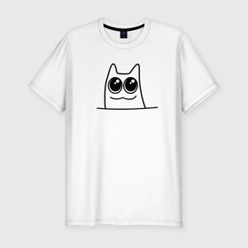 Мужская футболка премиум с принтом Карманный котик в Кировске, 92% хлопок, 8% лайкра | приталенный силуэт, круглый вырез ворота, длина до линии бедра, короткий рукав | 