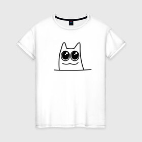 Женская футболка хлопок с принтом Карманный котик в Кировске, 100% хлопок | прямой крой, круглый вырез горловины, длина до линии бедер, слегка спущенное плечо | 