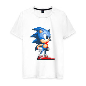 Мужская футболка хлопок с принтом Sonic в Кировске, 100% хлопок | прямой крой, круглый вырез горловины, длина до линии бедер, слегка спущенное плечо. | nintendo | sonic | нинтендо | соник