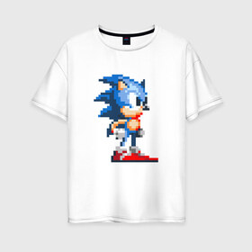 Женская футболка хлопок Oversize с принтом Sonic в Кировске, 100% хлопок | свободный крой, круглый ворот, спущенный рукав, длина до линии бедер
 | nintendo | sonic | нинтендо | соник