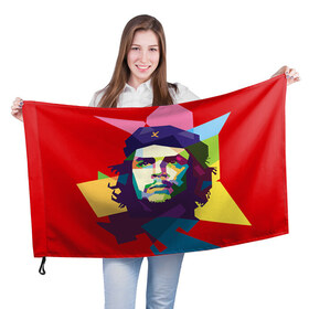 Флаг 3D с принтом Че Гевара в Кировске, 100% полиэстер | плотность ткани — 95 г/м2, размер — 67 х 109 см. Принт наносится с одной стороны | че гевара