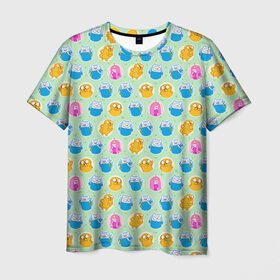 Мужская футболка 3D с принтом Паттерн Время Приключений в Кировске, 100% полиэфир | прямой крой, круглый вырез горловины, длина до линии бедер | джейк