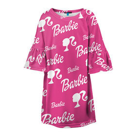 Детское платье 3D с принтом Barbie в Кировске, 100% полиэстер | прямой силуэт, чуть расширенный к низу. Круглая горловина, на рукавах — воланы | Тематика изображения на принте: barbie | барби | кукла