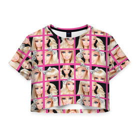 Женская футболка 3D укороченная с принтом Barbie в Кировске, 100% полиэстер | круглая горловина, длина футболки до линии талии, рукава с отворотами | barbie | барби | кукла