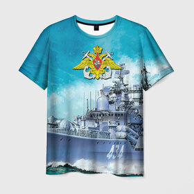 Мужская футболка 3D с принтом ВМФ в Кировске, 100% полиэфир | прямой крой, круглый вырез горловины, длина до линии бедер | Тематика изображения на принте: вмф | корабль | морской флот | россия | рф | силовые структуры