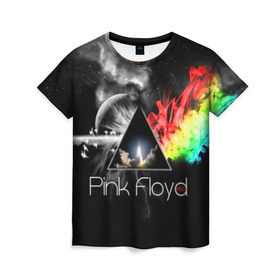 Женская футболка 3D с принтом Pink Floyd в Кировске, 100% полиэфир ( синтетическое хлопкоподобное полотно) | прямой крой, круглый вырез горловины, длина до линии бедер | pink floyd | rock | рок