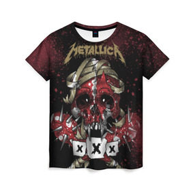 Женская футболка 3D с принтом Metallica в Кировске, 100% полиэфир ( синтетическое хлопкоподобное полотно) | прямой крой, круглый вырез горловины, длина до линии бедер | metallica | металл | рок
