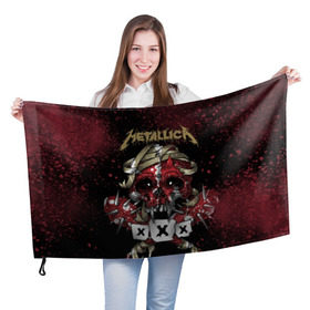 Флаг 3D с принтом Metallica в Кировске, 100% полиэстер | плотность ткани — 95 г/м2, размер — 67 х 109 см. Принт наносится с одной стороны | metallica | металл | рок