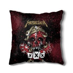 Подушка 3D с принтом Metallica в Кировске, наволочка – 100% полиэстер, наполнитель – холлофайбер (легкий наполнитель, не вызывает аллергию). | состоит из подушки и наволочки. Наволочка на молнии, легко снимается для стирки | metallica | металл | рок