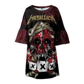 Детское платье 3D с принтом Metallica в Кировске, 100% полиэстер | прямой силуэт, чуть расширенный к низу. Круглая горловина, на рукавах — воланы | metallica | металл | рок