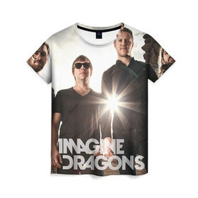 Женская футболка 3D с принтом Imagine Dragons в Кировске, 100% полиэфир ( синтетическое хлопкоподобное полотно) | прямой крой, круглый вырез горловины, длина до линии бедер | imagine dragons