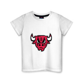 Детская футболка хлопок с принтом Chicago Bulls (голова) в Кировске, 100% хлопок | круглый вырез горловины, полуприлегающий силуэт, длина до линии бедер | chicago bulls | буллз | чикаго