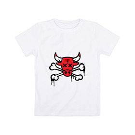Детская футболка хлопок с принтом Chicago Bulls (череп) в Кировске, 100% хлопок | круглый вырез горловины, полуприлегающий силуэт, длина до линии бедер | chicago bulls | буллз | чикаго
