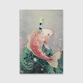Обложка для паспорта матовая кожа с принтом Рыба в Кировске, натуральная матовая кожа | размер 19,3 х 13,7 см; прозрачные пластиковые крепления | волны | искусство | мальчик | рыба