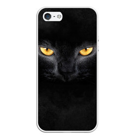 Чехол для Apple iPhone 5/5S силиконовый с принтом Черная кошка в Кировске, Силикон | Область печати: задняя сторона чехла, без боковых панелей | Тематика изображения на принте: глаза | киса | кот | котик | кошка | черная кошка