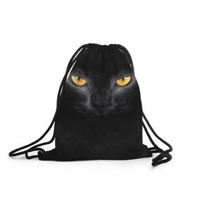 Рюкзак-мешок 3D с принтом Черная кошка в Кировске, 100% полиэстер | плотность ткани — 200 г/м2, размер — 35 х 45 см; лямки — толстые шнурки, застежка на шнуровке, без карманов и подкладки | глаза | киса | кот | котик | кошка | черная кошка