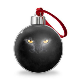 Ёлочный шар с принтом Черная кошка в Кировске, Пластик | Диаметр: 77 мм | Тематика изображения на принте: глаза | киса | кот | котик | кошка | черная кошка