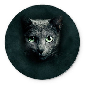Коврик круглый с принтом Серый кот в Кировске, резина и полиэстер | круглая форма, изображение наносится на всю лицевую часть | киса | кот | котик | кошка | серый кот