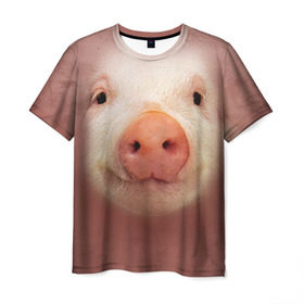 Мужская футболка 3D с принтом Хрюшка в Кировске, 100% полиэфир | прямой крой, круглый вырез горловины, длина до линии бедер | свинка | свинья | хрюшка