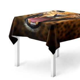 Скатерть 3D с принтом Леопард в Кировске, 100% полиэстер (ткань не мнется и не растягивается) | Размер: 150*150 см | киса | кошка | леопард | хищник