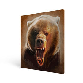 Холст квадратный с принтом Медведь в Кировске, 100% ПВХ |  | медведь | мишка