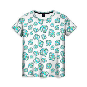 Женская футболка 3D с принтом Бриллианты в Кировске, 100% полиэфир ( синтетическое хлопкоподобное полотно) | прямой крой, круглый вырез горловины, длина до линии бедер | алмазы | бриллианты | кристаллы | свэг | стразы