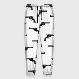 Мужские брюки 3D с принтом Пистолет в Кировске, 100% полиэстер | манжеты по низу, эластичный пояс регулируется шнурком, по бокам два кармана без застежек, внутренняя часть кармана из мелкой сетки | оружие | пистолет