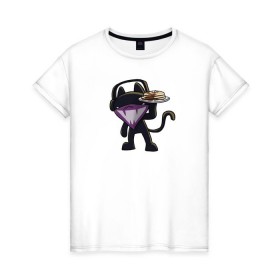 Женская футболка хлопок с принтом Monstercat в Кировске, 100% хлопок | прямой крой, круглый вырез горловины, длина до линии бедер, слегка спущенное плечо | cat | monenstercrat | monster | дабстеп | кот | музыка | электронная музыка