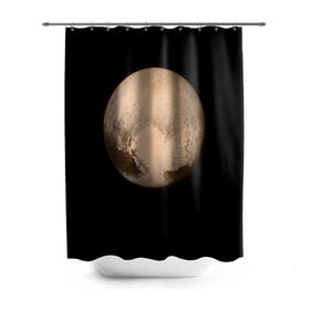 Штора 3D для ванной с принтом Плутон в Кировске, 100% полиэстер | плотность материала — 100 г/м2. Стандартный размер — 146 см х 180 см. По верхнему краю — пластиковые люверсы для креплений. В комплекте 10 пластиковых колец | космос | планета | плутон