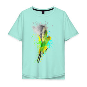 Мужская футболка хлопок Oversize с принтом Волнистый попугай в Кировске, 100% хлопок | свободный крой, круглый ворот, “спинка” длиннее передней части | myparrots | попугаи | птицы | цветы
