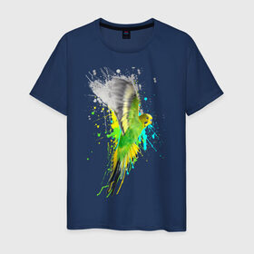 Мужская футболка хлопок с принтом Волнистый попугай в Кировске, 100% хлопок | прямой крой, круглый вырез горловины, длина до линии бедер, слегка спущенное плечо. | myparrots | попугаи | птицы | цветы