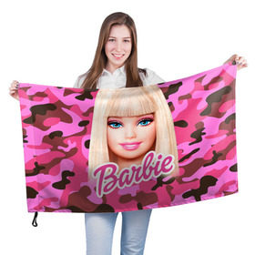 Флаг 3D с принтом Барби в Кировске, 100% полиэстер | плотность ткани — 95 г/м2, размер — 67 х 109 см. Принт наносится с одной стороны | swag | барки | девушкам | камуфляж | свэг