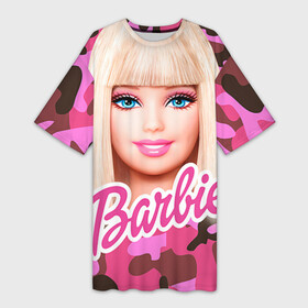 Платье-футболка 3D с принтом Барби в Кировске,  |  | Тематика изображения на принте: swag | барки | девушкам | камуфляж | свэг