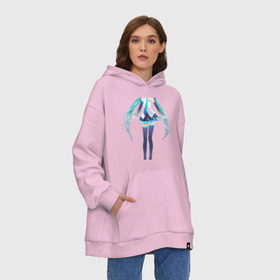 Худи SuperOversize хлопок с принтом Hatsune Miku в Кировске, 70% хлопок, 30% полиэстер, мягкий начес внутри | карман-кенгуру, эластичная резинка на манжетах и по нижней кромке, двухслойный капюшон
 | anime | hatsune | miku | аниме | мику | хатсуне