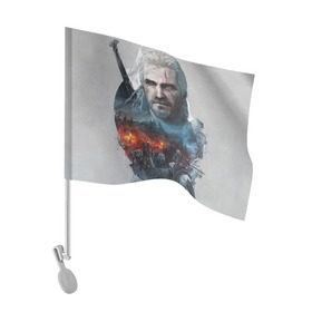 Флаг для автомобиля с принтом Witcher в Кировске, 100% полиэстер | Размер: 30*21 см | ведьмак
