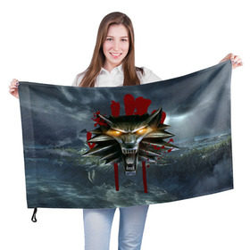 Флаг 3D с принтом Амулет Ведьмака в Кировске, 100% полиэстер | плотность ткани — 95 г/м2, размер — 67 х 109 см. Принт наносится с одной стороны | ведьмак