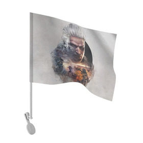 Флаг для автомобиля с принтом Ведьмак в Кировске, 100% полиэстер | Размер: 30*21 см | ведьмак