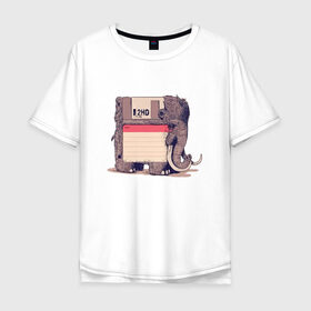 Мужская футболка хлопок Oversize с принтом Вымершие виды в Кировске, 100% хлопок | свободный крой, круглый ворот, “спинка” длиннее передней части | Тематика изображения на принте: слон
