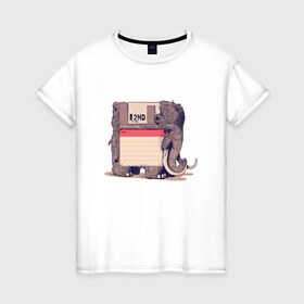 Женская футболка хлопок с принтом Вымершие виды в Кировске, 100% хлопок | прямой крой, круглый вырез горловины, длина до линии бедер, слегка спущенное плечо | слон