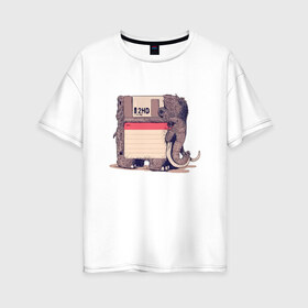 Женская футболка хлопок Oversize с принтом Вымершие виды в Кировске, 100% хлопок | свободный крой, круглый ворот, спущенный рукав, длина до линии бедер
 | слон