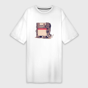 Платье-футболка хлопок с принтом Вымершие виды в Кировске,  |  | слон