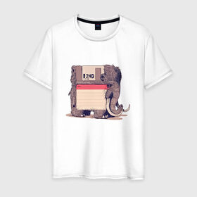 Мужская футболка хлопок с принтом Вымершие виды в Кировске, 100% хлопок | прямой крой, круглый вырез горловины, длина до линии бедер, слегка спущенное плечо. | слон